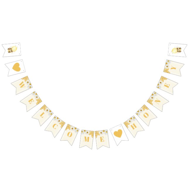 Welcome honey Bumblebee Babee Baby Shower Sprinkle Bunting (All)