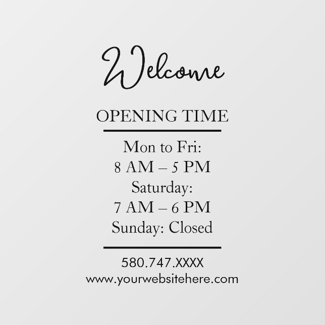 Welcome Hours Website Logo AI+ door sign (Sheet)