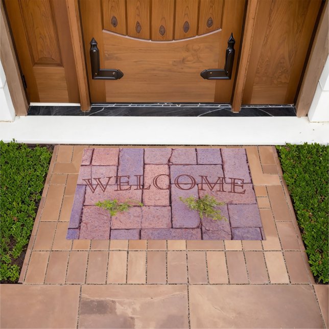 WELCOME Humourous Weeds In Walkway Paving Stones Doormat (Outdoor)