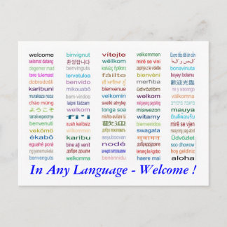 Welcome in 80 Languages Postcard