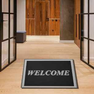 Welcome  in  grey and black doormat