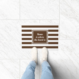 Welcome in Style Brown White Stripe Personalised Doormat