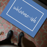 "Welcome-ish" Funny Introvert Antisocial Door Mat<br><div class="desc">It's funny because it's true. You are welcome-ish. This humourous door mat is for introverts, the anti-social, and the socially awkward, who receive guests with a little reluctance and maybe even some anxiety. Simple, elegant script typography on a slate blue coloured background. Unexpected, quirky and just a little bit sarcastic....</div>