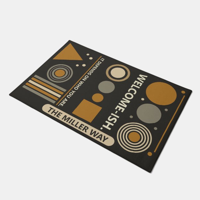 Welcome-ish - Geometric design with humourous twis Doormat (Angled)