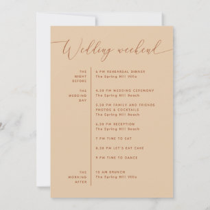 Welcome & Itinerary Wedding Warm Peach Sand Invitation