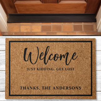 Welcome Just Kidding Cute Introvert Funny Doormat
