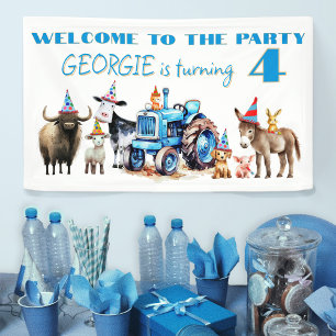 Welcome Kids Birthday Party Farm Animals Custom Banner