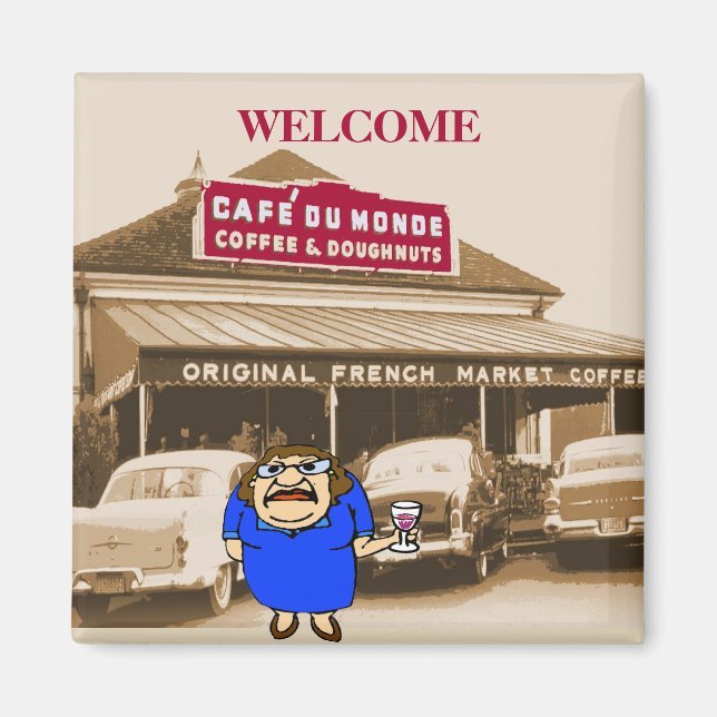 Welcome Lady at Coffee Shop Magnet (Front)