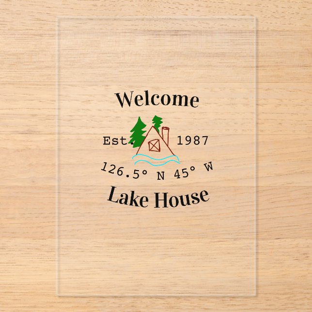 Welcome lake house corrdinated est. Year mountain  Acrylic Invitations (Front)