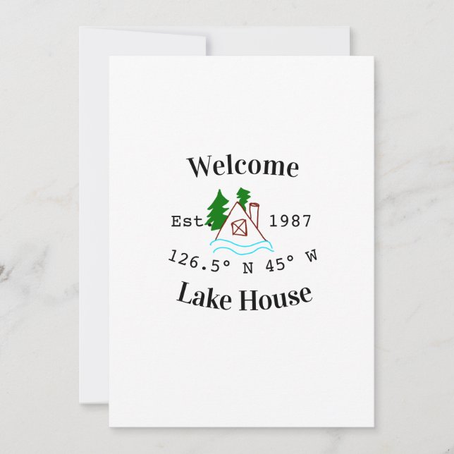 Welcome lake house corrdinated est. Year mountain  Invitation (Front)