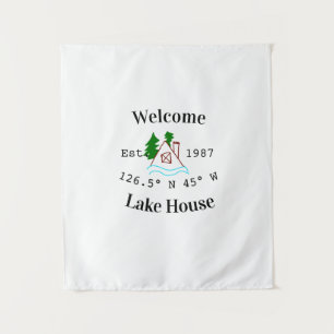Welcome lake house corrdinated est. Year mountain  Tapestry