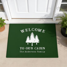 Welcome Lake House Rustic Trees Forest Green