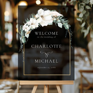 "WELCOME" LEAFY WEDDING  ACRYLIC SIGN