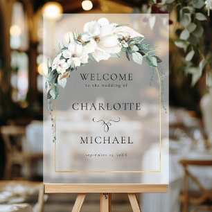 "WELCOME" LEAFY WEDDING  ACRYLIC SIGN