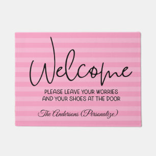 Welcome Leave Your Worries Shoes At Door Quote Doormat