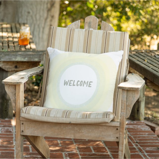 WELCOME - Light Green Yellow Grunge Circles Cushion (Chair)