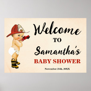 Welcome Little Firefighter Baby Shower Poster
