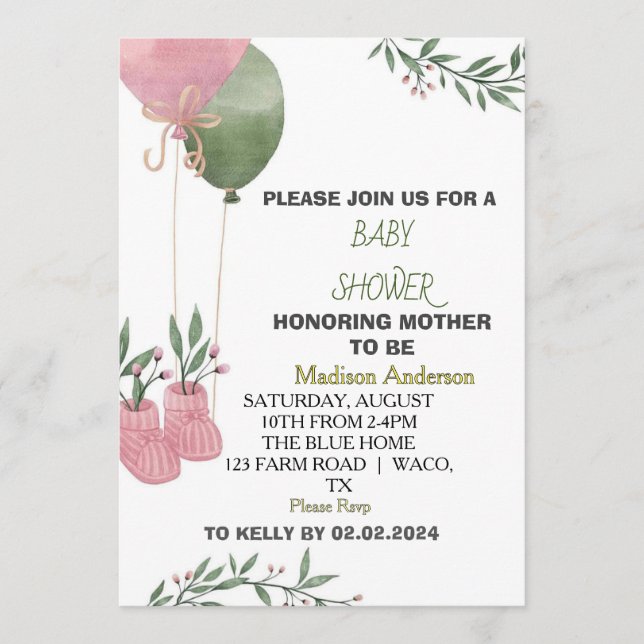 Welcome Little One Baby Shower Invitation (Front)