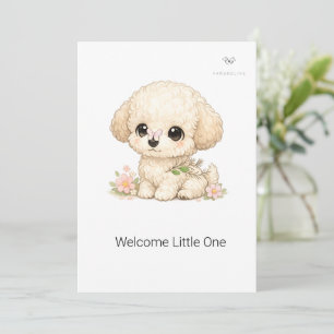Welcome Little One Chibi Toy Poodle Baptism  Invitation