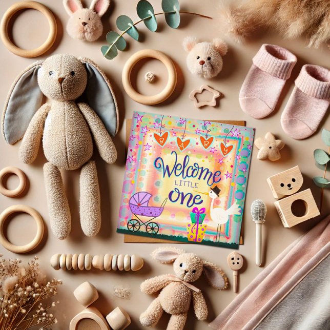 Welcome Little One Cute stork Stroller Unisex Card (Creator Uploaded)