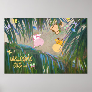 Welcome Little One Jungle Theme Nursery Art Poster