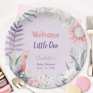 Welcome Little One Lavender Floral Baby Shower Paper Plate