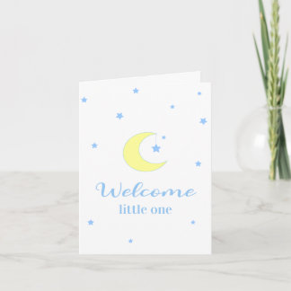 Welcome Little One Moon and Stars New Baby Blue  Card