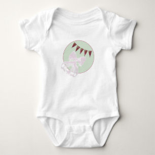 Welcome Little One pink bow Plaid Bunting Baby Bodysuit