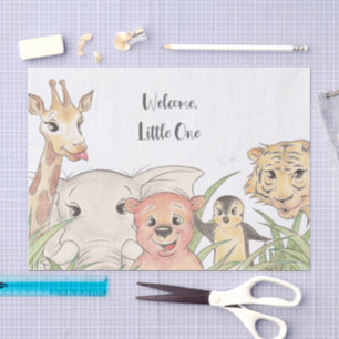 Welcome Little One Safari Baby Congratulations Tissue Paper