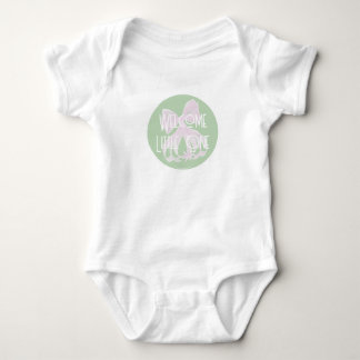 Welcome Little One Sweet pink bow and mint Onesy Baby Bodysuit