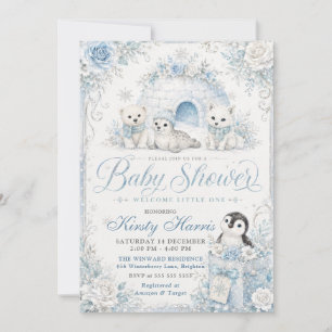 Welcome Little One Winter Baby Shower Invitation