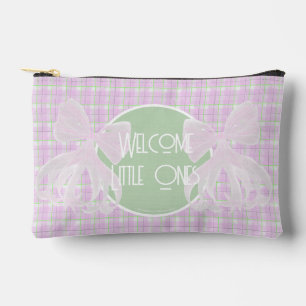 Welcome Little Ones-pink bow and pink plaid wipey Accessory Pouch