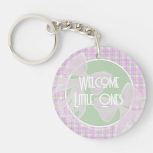 Welcome Little Ones-Twin Pink Coquette bows Key Ring