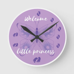 Welcome Little Princess Butterfly Wall Clock