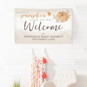 Welcome Little Pumpkin is on the way Fall Baby Sho Banner
