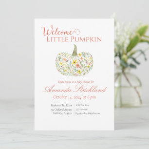 Welcome Little Pumpkin Watercolor Baby Shower Invitation