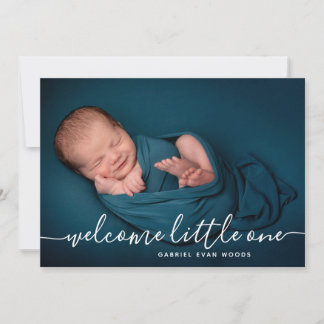 Welcome Littlle One Photo Collage Modern Birth Announcement