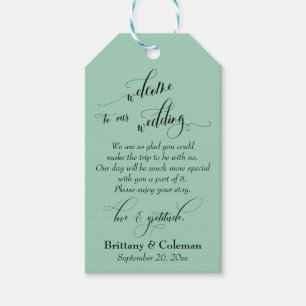 Welcome Love & Gratitude Light Green Wedding Gift Tags
