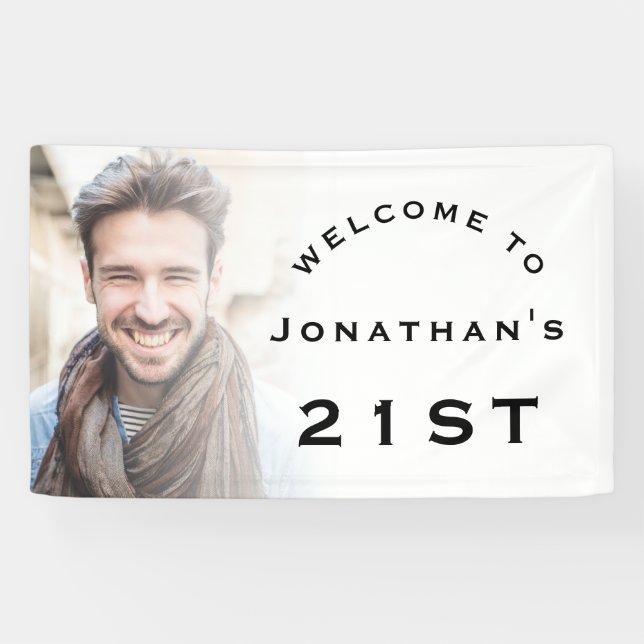 Welcome Male 21st Birthday Party Photo Overlay Ban Banner (Horizontal)