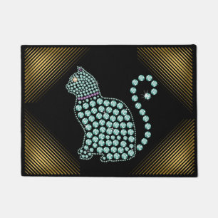 Welcome Mat Jewelled Rhinestone Cat