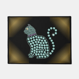 Welcome Mat Jewelled Rhinestone Cat