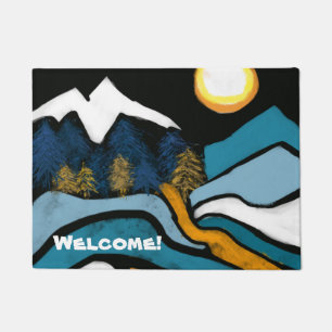 Welcome mat rug doormat mountains