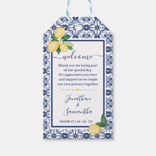 Welcome Mediterranean Lemons Wedding Favour Gift Tags