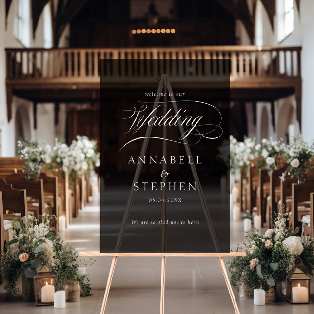 Welcome! Modern, Calligraphy, Wedding Acrylic Sign (Creator Uploaded)