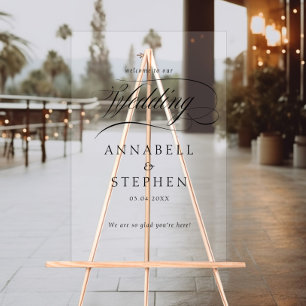 Welcome! Modern, Calligraphy, Wedding Acrylic Sign
