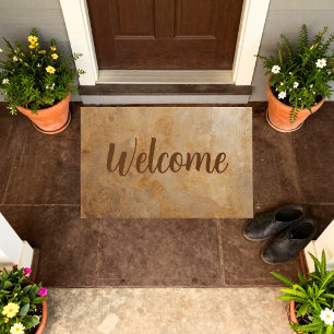 Welcome Modern Outdoor Colourful Brown Doormat