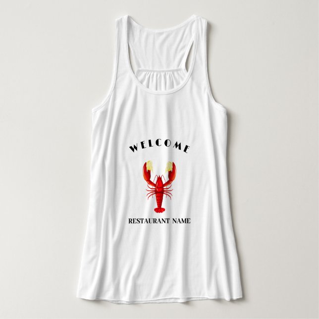 Welcome Modern seafood Lobster lime logo name Singlet (Design Front)
