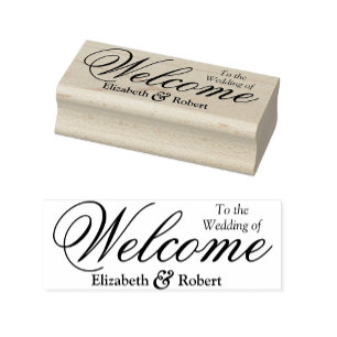 Welcome Monogram Minimalist Elegant Wedding Rubber Stamp