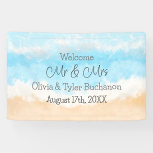 Welcome Mr and Mrs Coastal Wedding  Banner