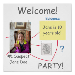 Welcome Mystery Crime Solving Evidence Board Poster